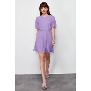 Trendyol Purple Skirt Pleated Lined Chiffon Mini Woven Dress