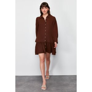 Trendyol Brown Skirt Flounce Mini Woven Shirt Dress