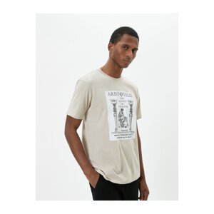 Koton Slogan Printed T-Shirt Slim Fit Crew Neck Short Sleeve Cotton