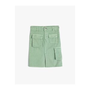 Koton Cargo Denim Skirt with Flap Pocket Detail Cotton