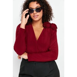 Trendyol Curve Claret Red Double Breasted Collar Body with Accessories