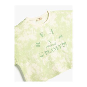 Koton T-Shirt Crop Oversize Tie Dye Patterned Crew Neck Printed