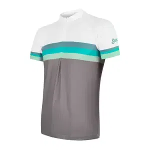 Pánský dres Sensor  Cyklo Summer Stripe Grey/Green