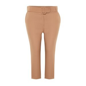 Trendyol Curve Brown High Waist Relaxed Woven Trousers