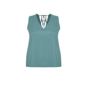 Trendyol Curve Green Basic Woven Blouse