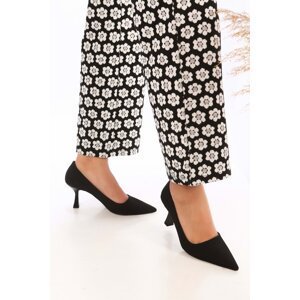 Shoeberry Women's Gatsby Black Matte Satin Heels Stilettos