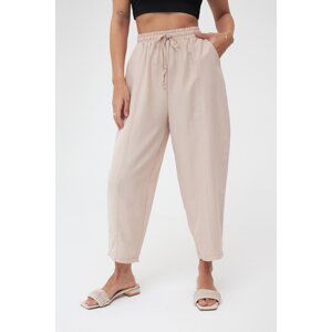 Laluvia Cream Pocket Ayrobin Baggy Trousers