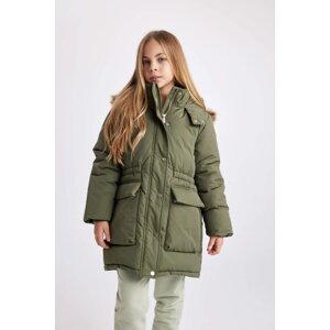 DEFACTO Girl Hooded Faux Fur Lined Puffer Jacket