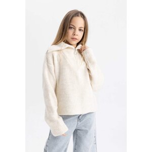 DEFACTO Girl Regular Fit Zip-Up Turtle Neck Pullover