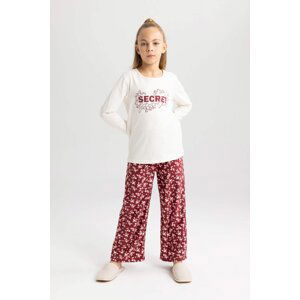 DEFACTO Girl Regular Fit Combed Cotton 2 Piece Pajama Set