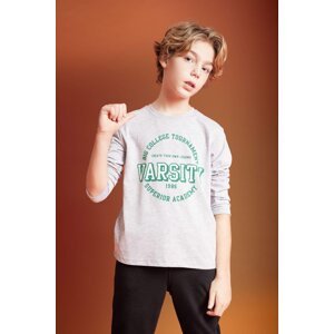 DEFACTO Boy Crew Neck Printed Long Sleeve T-Shirt