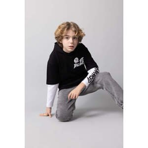 DEFACTO Boy Oversize Fit Hooded Long Sleeve T-Shirt