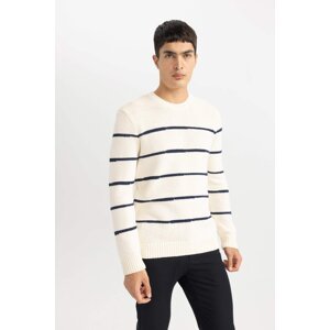 DEFACTO Standard Fit Crew Neck Striped Pullover