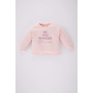 DEFACTO Baby Girl Crew Neck Slogan Printed Sweatshirt