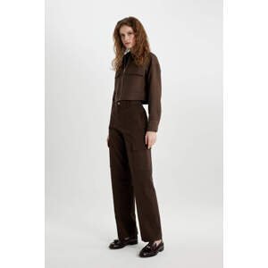 DEFACTO Wide Leg High Waist Long Gabardine Cargo Pants