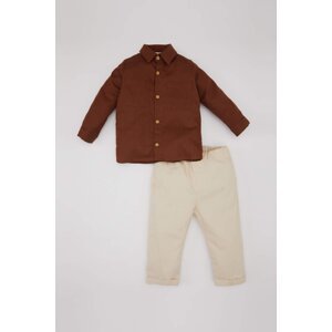 DEFACTO Baby Boy Shirt Twill Trousers 2 Piece Set