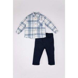 DEFACTO Baby Boy Checkered Twill Shirt Trousers 2 Piece Set