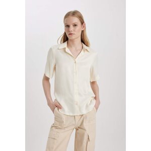 DEFACTO Regular Fit Shirt Collar Satin Short Sleeve Shirt