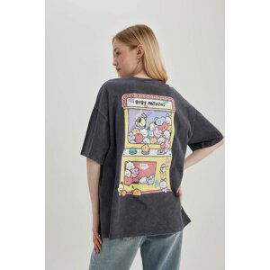 DEFACTO Oversize Fit BT21 Licensed Crew Neck Printed Short Sleeve T-Shirt