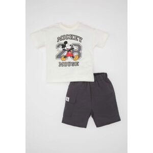 DEFACTO 2 piece Regular Fit Crew Neck Mickey & Minnie Licensed Woven Set