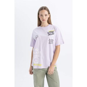 DEFACTO Oversize Fit Smiley Licence Short Sleeve T-Shirt