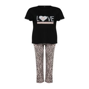 Trendyol Curve Black Leopard Patterned Knitted Pajamas Set