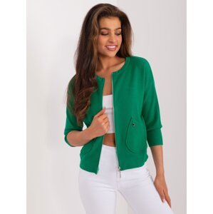 Zelený dámský svetr na zip