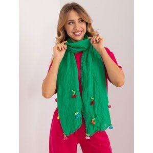 Zelený dlouhý dámský šátek s aplikacemi