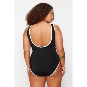 Trendyol Curve Black-White Bias Crew Neck Recovery Effect Swimsuit