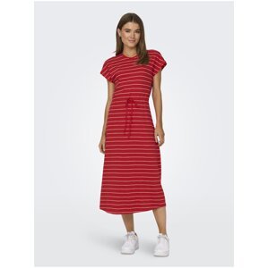 Červené dámské pruhované basic midi šaty ONLY May