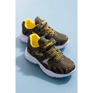 Tonny Black Children's Khaki Yellow Sneakers Tbz02