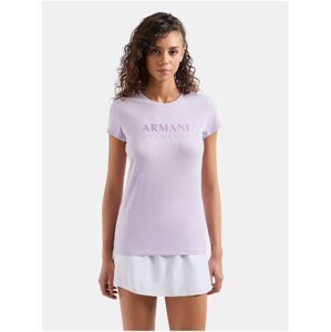 Světle fialové dámské tričko Armani Exchange - Dámské