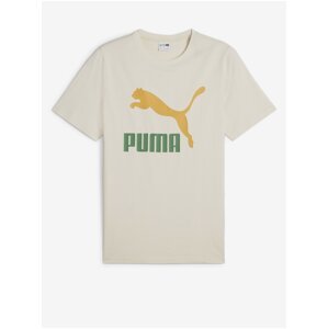 Krémové pánské tričko Puma Classics Logo Tee - Pánské