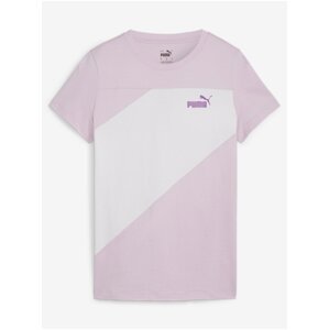 Bílo-růžové dámské tričko Puma Power Tee - Dámské