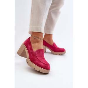 Dámské eko semišové boty s vysokými podpatky a platformou Fuchsia Arablosa