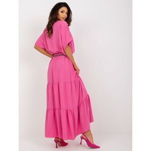 Tmavě růžová letní maxi sukně s volánem