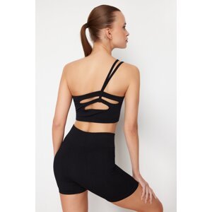 Trendyol Black Seamless Supported/Shaping One-Shoulder Rope Strap Knitted Sports Bra