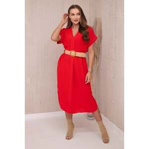 Šaty s ozdobným páskem červené