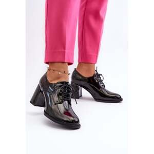 Černé dámské lakované boty na vysokém podpatku Nelione
