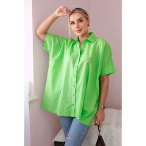 Bavlněná košile s krátkým rukávem světle zelené barvy
