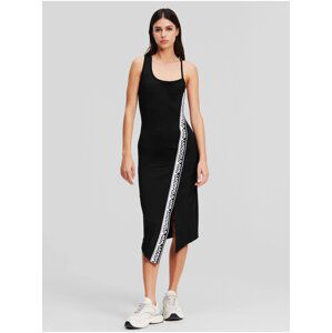 Černé dámské midišaty KARL LAGERFELD Logo Tape Jersey Dress - Dámské