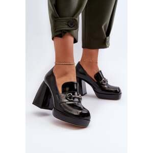 Dámské patentované boty na vysokém podpatku Černá D&A
