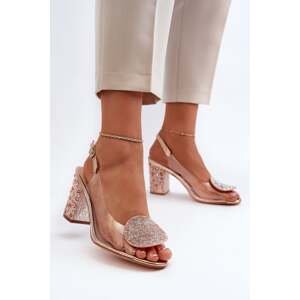 Transparentní sandály na vysokém podpatku z růžového zlata D&A