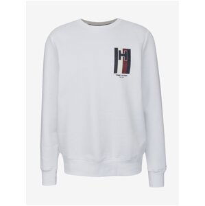 Bílá pánská mikina Tommy Hilfiger Emblem Crewneck - Pánské