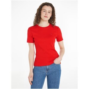 Červené dámské tričko Tommy Hilfiger Slim Cody - Dámské