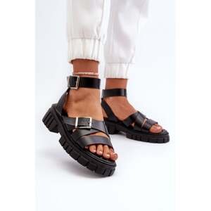 Dámské sandály s řemínky Eko kůže černá Eladira