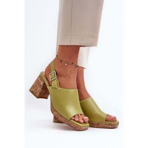 Dámské sandály z eko kůže na vysokém podpatku Sergio Leone Pistachio