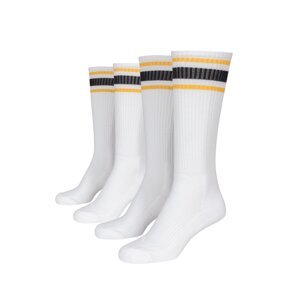 Ponožky s dlouhým proužkem 2 balení - bílé/žluté/černé