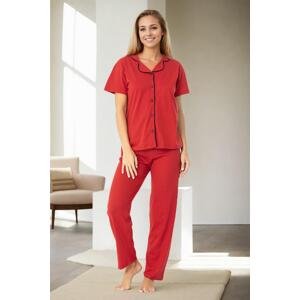 U4716 Dewberry Womens Short Sleeve Pyjama Set-RED