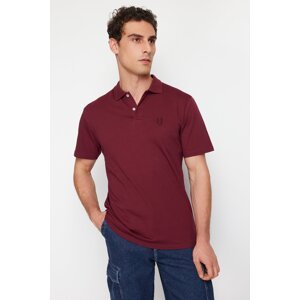 Trendyol Claret Red Men's Regular/Normal Cut Deer Patterned Polo Collar T-shirt